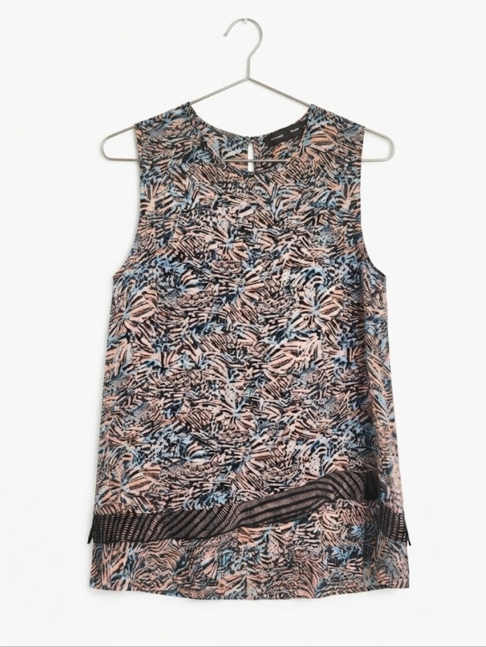 Proenza Schouler Peach and Blue Abstract Print Sleeveless Top Size 6